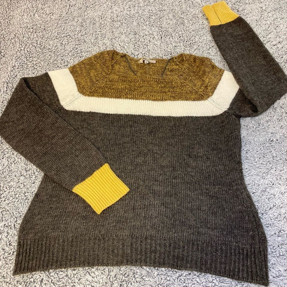 NAPA GIRL M Wool/Alpaca/Mohair Blend Colorblock Striped Sweater